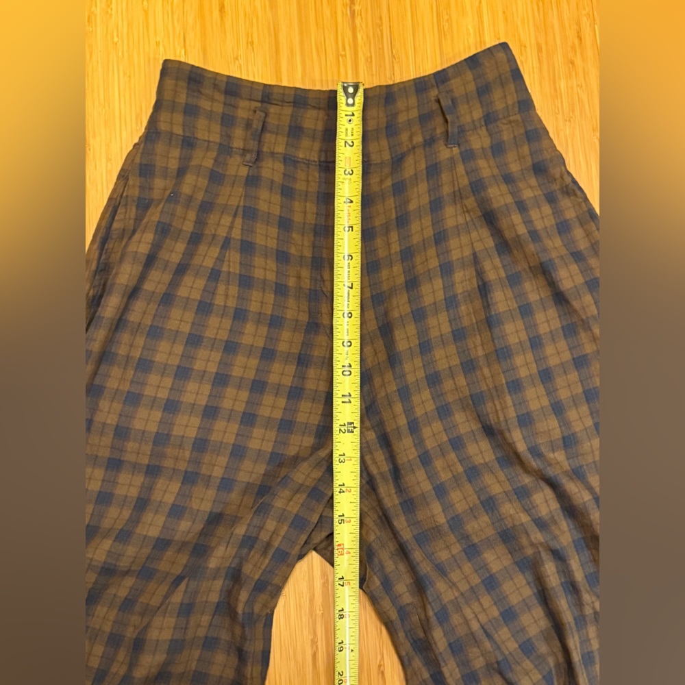 ASOS Women’s  Plaid Pants - Brown/ Blue Checkered Barrel Flannel - Picture 10 of 11